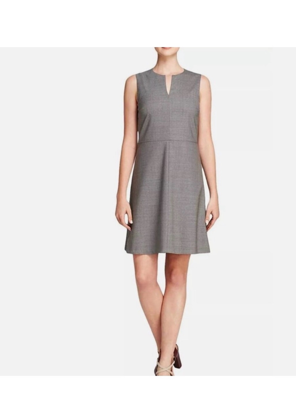 Theory Miyani Split Neck Suit Dress - Dark Grey